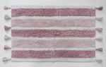 Blush and ivory striped bathroom mat