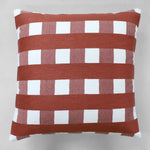 Textured rust striped cushion for sofa