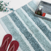 Aqua mist striped plush bath mat