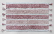 Blush and ivory striped bathroom mat