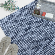Navy and ice blue striped bath mat