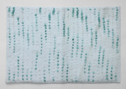 White and aqua dot bathroom mat