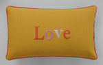 Mustard decorative cushion with love text