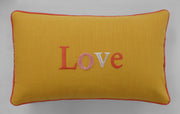 Mustard decorative cushion with love text