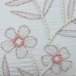 Pink floral decorative cushion on white base