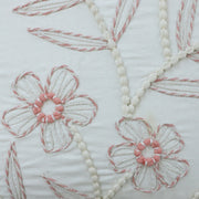 Pink floral decorative cushion on white base