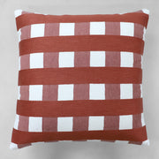 Textured rust striped cushion for sofa