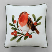 Watercolor bird cushion with berries