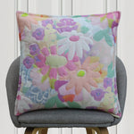 Pastel floral quilted decorative cushion