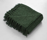 Soft woven tassel throw blanket
