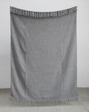 Textured woven throw blanket with tassels