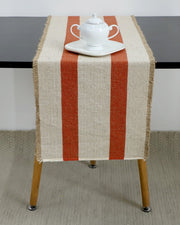Cotton jute striped runner with natural texture