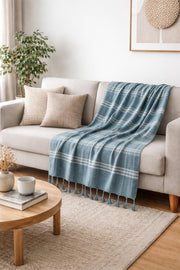 Striped Textured Throw Blanket with Tassels