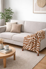 Zebra Pattern Woven Throw Blanket with Tassels